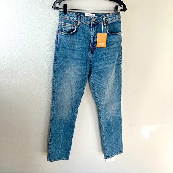 New Reformation Liza Ultra High Rise Straight Leg Jeans Malta NWT Denim Women 28 - Picture 3 of 13